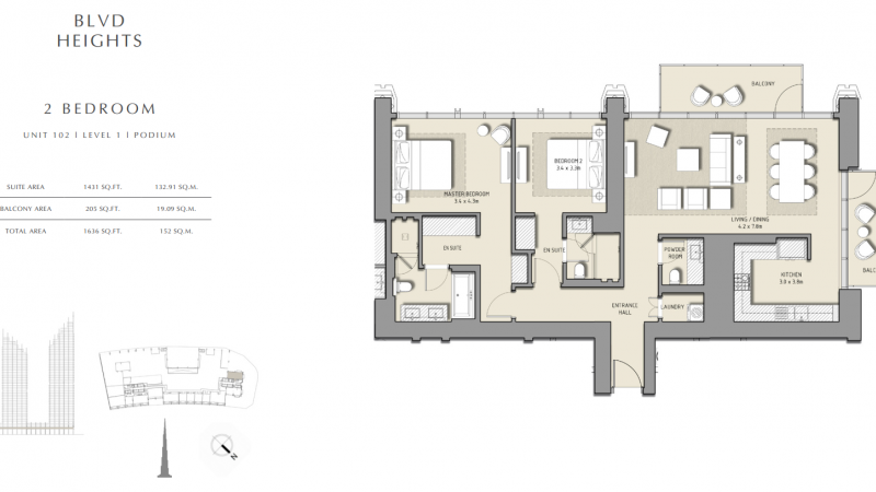 новая, квартира, 2 спальни, Blvd Heights, Дубай Даунтаун, Dubai Downtown, Дубай, ОАЭ, купить