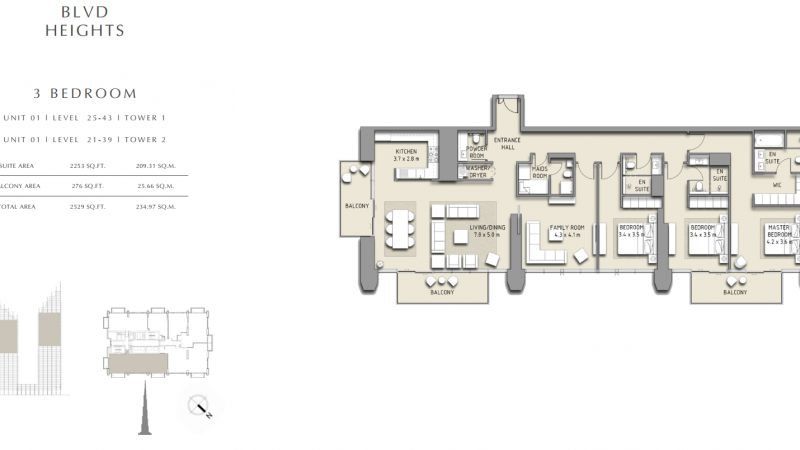 новая, квартира, 3 спальни, Blvd Heights, Дубай Даунтаун, Dubai Downtown, Дубай, ОАЭ, купить