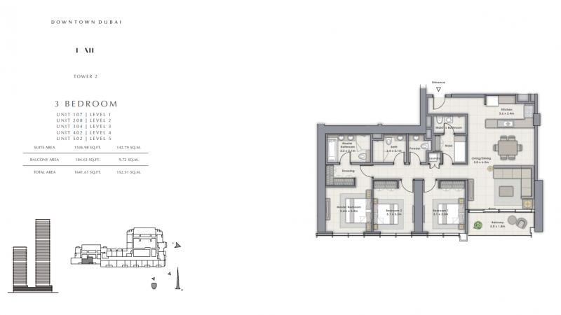 новая, квартира, 3 спальни, Forte, Дубай Даунтаун, Dubai Downtown, Дубай, ОАЭ, купить