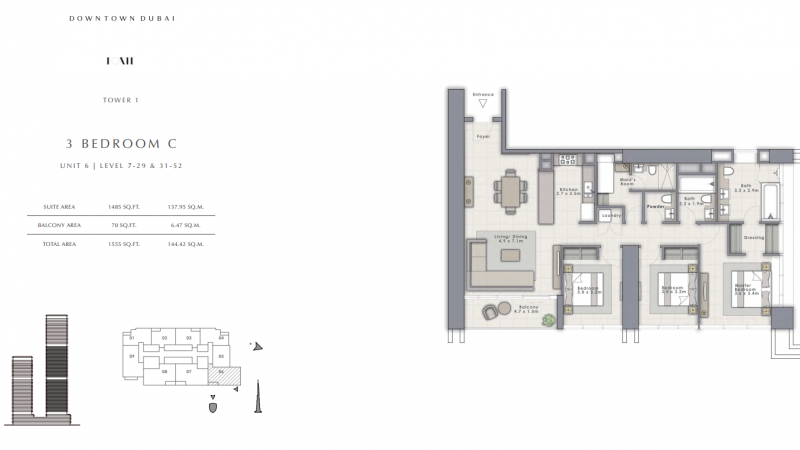 новая, квартира, 3 спальни, Forte, Дубай Даунтаун, Dubai Downtown, Дубай, ОАЭ, купить