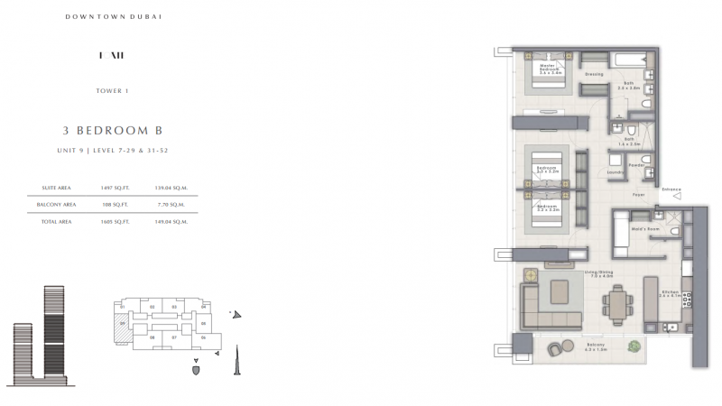 новая, квартира, 3 спальни, Forte, Дубай Даунтаун, Dubai Downtown, Дубай, ОАЭ, купить